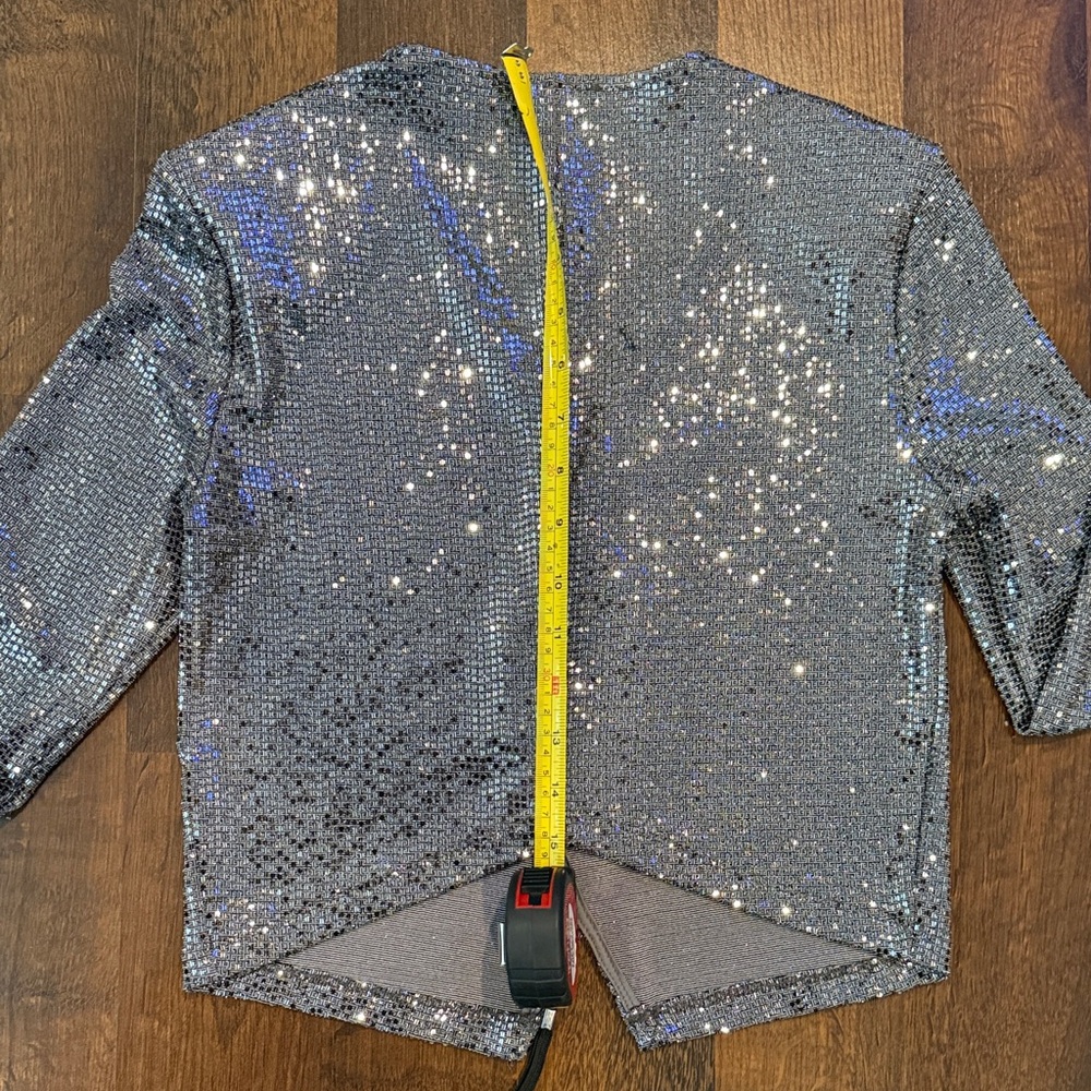 Love Culture Sparkling Silver Sequin Cropped Jacket / Cardigan (small, see ad) - Picture 14 of 14